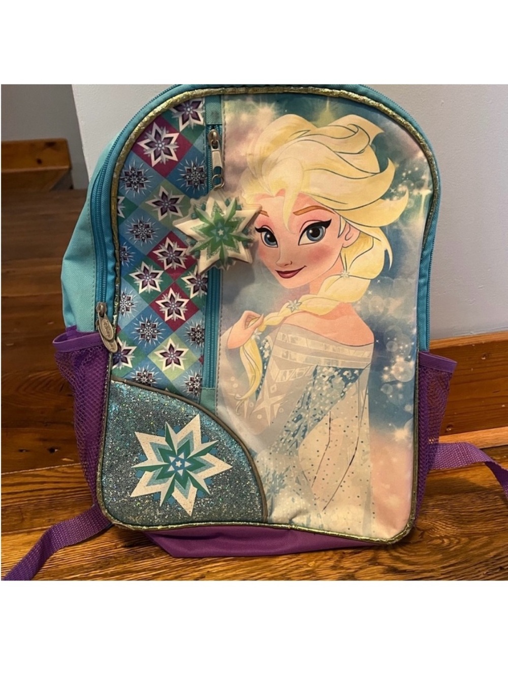 Disney Elsa Backpack in Blue, Purple & Teal with Snowflake Detail